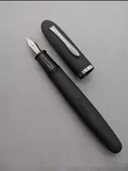 Gamma Vintage Masterpiece JUMBO Ebonite Fountain Pen CHROME TRIMS - .65mm Nib