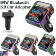 54W Bluetooth 5.3 Car Adapter with 4 Charging Ports Wireless Radio Transmitter