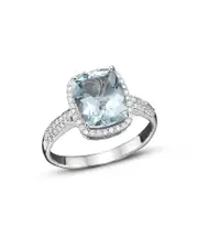 Aquamarine and Diamond Ring in 14K White Gold