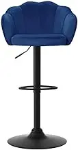 Artiss 4X Bar Stools Kitchen Stool Swivel Chair Gas Lift Velvet Padded Blue