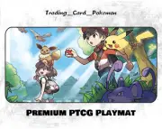 Pokemon TCG Eevee & Pikachu Playmat/Mousepad for TCG/PTCG Choose Size #122
