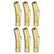 Leather Cord End Clasp, 6Pcs 4mm Hole Column Clasps Connectors Making, Gold