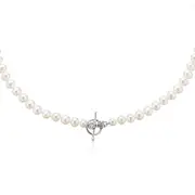 Zamel's Sterling Silver 5-6mm Freshwater Pearl T-bar Necklace Jewellery