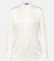 [Ralph Lauren Collection] Ralph Lauren Collection Cameron silk-blend charmeuse shirt AU 6 white