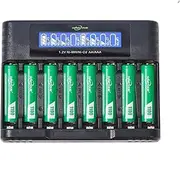 1100 mAh Ni-MH AAA Battery with Charger, Pack of 8, 1100 mAh AAA NI-MH Batteries with 8 Slots AAA AA Charger, Charge up to 1200 Cycles