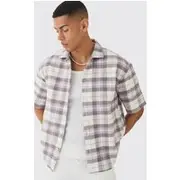 Mens Lilac Oversized Check Revere Shirt