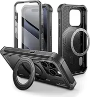 DEXNOR for iPhone 15 Pro Case Compatible for MagSafe[Built in Screen Protector and Kickstand]，Heavy Duty Military Grade Protection Shockproof Protective Cover for iPhone 15 Pro - Black