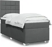 vidaXL Box Spring Bed Frame with LED Light - Dark Grey King Single Mattress Included, Adjustable Headboard, Pocket Springs