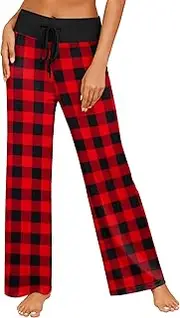 [Ekouaer] Women's Blue Yoga Pants, Wide Leg, Drawstring, Comfortable, Stretchable, Mid Rise, Regular, Full Length, Flat Front, Casual, Pajama