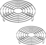 Stainless Steel Round Steam Rack 2 PCS, Multi-Purpose Cooking Rack for Microwave, Oven, Pressure Cooker, Cake Pan,Durable Roasting & Cooling Rack