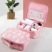 Yulu - Travel Printed Makeup Pouch (Various Designs) A - Alpaca - Pink - One Size