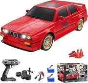 Hitish RC Drift Car for Kids Adults 1:16 Scale 2.4Ghz 4WD High Speed RTR Racing Car 30KM/H with Led Lights Remote Control Vehicle Sport Toy Gifts for Girls Boys, Two Batteries and Drift Tire Included