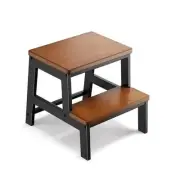 2 Step Wooden Step Stools for Adults Kids, Bedside Steps for High Beds, Wooden