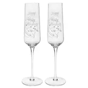 2pc Gibson Gifts Ruby Anniversary Flutes Wine Glasses Drinkware Set Clear