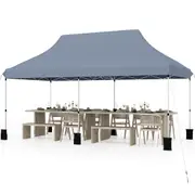 Costway Gazebo 3×6m Pop-up Marquee Wedding Party Tent All-wather Sunshade w/Carry Bag Outdoor Backyard Beach Grey