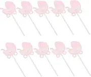 HEALSOPTHY 10pcs Shiny Carriage Cupcake Toppers for Cake Decorating Stylish Safe and Beautiful Insert Cards Vibrant Colors and Delicate Design