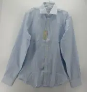 Twillory Shirt Men 16 White Blue Button Up Tailored Non Iron Check Traveler NEW