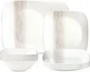 Corelle Vitrelle 18 Piece Glass Dinnerware Sets, Rectangular Square Plate and Bo