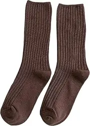 [Sarkoyar] 1 Pair Pile Socks Keep Warm Skin-affinity Long Tube Student Girls Pile Stockings for Girls, Coffee, One Size, Coffee, One Size