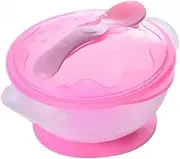 Hohopeti Suction Bowls with Spoon Spill Proof Feeding Set Pink for Solid Food and Snacks Easy to Clean and Safe for
