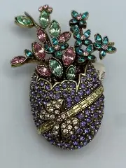 Heidi Daus SPRING ARRANGEMENT Crystal FLOWERS Easter EGG Pin