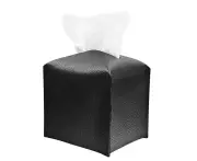 Tissue Box Cover Square Leather - Tissue Box Bathroom Decor Cube Tissue Holder,Black