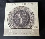 NEW ThirstyStone Monogram Y Stone Coasters Sandstone 4 pc Set Letter Y Alphabet