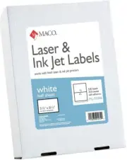 Maco White All-purpose Laser Labels 5-1/2" X 8-1/2" 500 Labels / Box