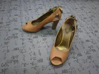 在飛比找Yahoo!奇摩拍賣優惠-義大利製 CHLOE 高級蝴蝶結飾真皮粗跟魚口涼鞋 USA 