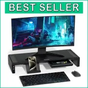 Sturdy 3-Width Adjustable Monitor Stand Riser with USB Ports & Ergonomic Design