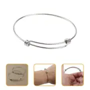 5 Pcs Posts Silver Adjustable Bracelet DIY Jewelry Supplies Expandable Bangle