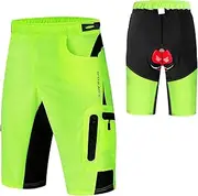 Chusui Men 2 in 1 Cycling Shorts Breathable Quick-Drying MTB Mountain Bike Baggy Shorts with Padding