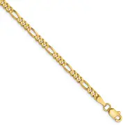 8 Inch 10K 3mm Concave Figaro Chain