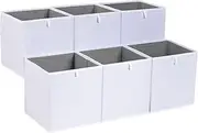 Amazon Basics Collapsible Fabric Storage Cube Organizer Bins - Pack of 6, White, 33x38x33 CM