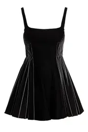 GIOVANNI BEDIN Contrast Pleated Flannel Dress