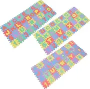 KOMBIUDA 6 Sets Interlocking Mats Alphabet Number Tiles for Safe Crawling Play Comfortable Floor Decoration Washable Reusable for Play Area