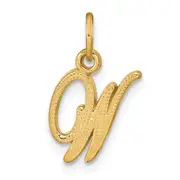 14K Yellow Gold 14Ky Script Letter W Initial Charm