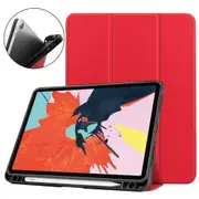 For iPad Air 10.9in (2020) Case, PU Leather Cover, 3-Fold Stand, Sleep/Wake Function, Pen Slot, Red