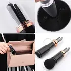 (Black)Makeup Brushes Set 4 In 1 Retractable Travel Powder Brush Lip Brush