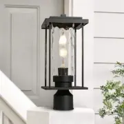 LNC 15.7" Modern 1-Light Black Metal Post Light Hardwired Outdoor No Bulbs