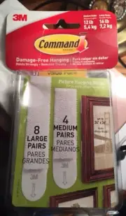 Command™ Picture Hanging Strips Removable Holds Up to 16 lb White, 24/PK