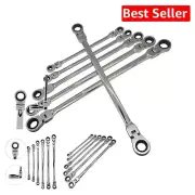 Metric 12-Sizes Extra Long Gear Ratcheting Wrench Set, 8mm-19mm Chrome Vanadium