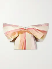 [Rosie Assoulin] Rosie Assoulin - Making Your Point Off-the-shoulder Striped Silk-taffeta Top - Pink - US6 US 6 Pink