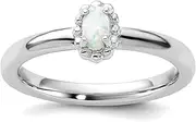 [JewelryWeb] 925 Sterling Silver Stackable Simulated Opal Ring Size 8-Stackable-Ring for Women