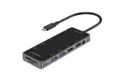 Promate 11-in-1 USB Multi-Port Hub with USB-C Connector - Grey Includes 100W PD
