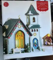 St. Nicholas Square Village- Stained Glass Church Illuminated NIB