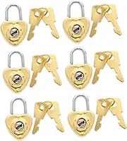 GANAZONO 6Sets Mini Heart Shaped Padlock Cute Diary Locks with Keys for Securing Journals Keepsake Boxes Backpacks Sturdy Portable Locking