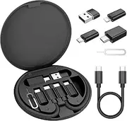 Elebase USB Charging Adapter Kit Box,USB to USBC Adapter Set,Type C to USB 3.0 OTG iOS Micro Multi Portable Converter Case with 1Ft 100W Charger Cable for iPhone 16 15 Max Pro,Samsung Galaxy S25 Plus