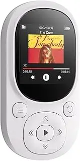 Snblzhef 64GB Clip MP3 Player with Bluetooth 5.3, Lossless Sound, FM Radio, Voice Recorder, Supports Up to 128GB TF Card White