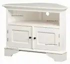 White Corner TV Cabinet, Corner Entertainment Unit, Solid Timber.